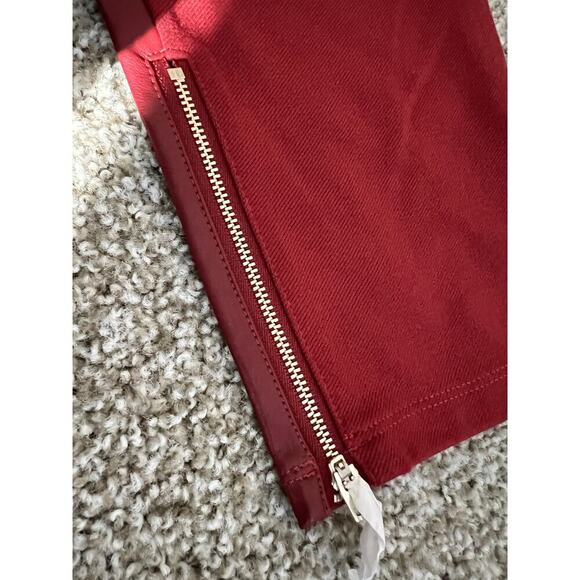 J Jason Wu Stretch Faux Leather Regular Pull On Pant - Red MP - Picture 7 of 10